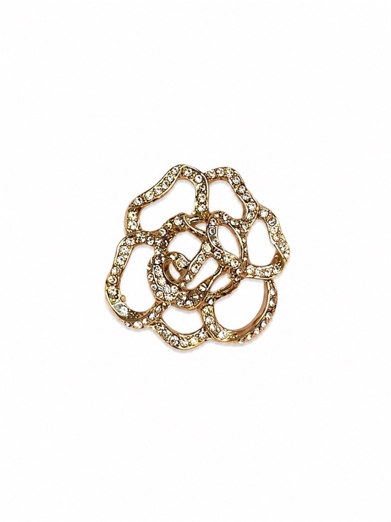 Jewelry - Gold brooche with rhinestones